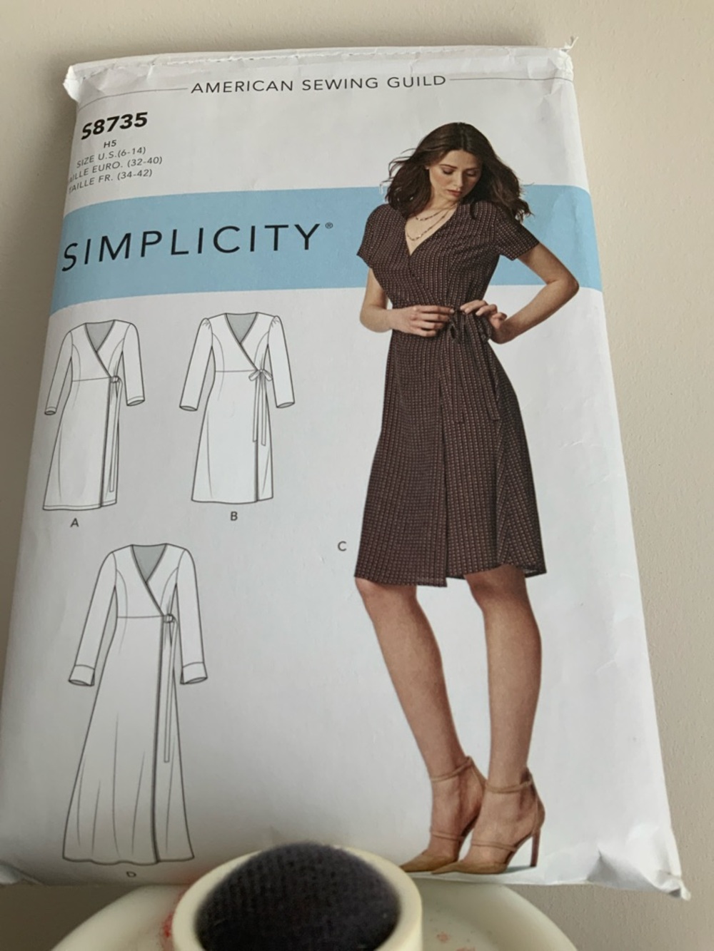 Liberty Print Wrap-Style Long Sleeve Dress in Pink and Cream - Picture 7 of 7